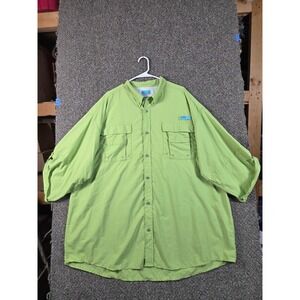 Tuna Fishing Shirt Mens 4XL Green Excellent Vented Back Long Sleeve Button Down
